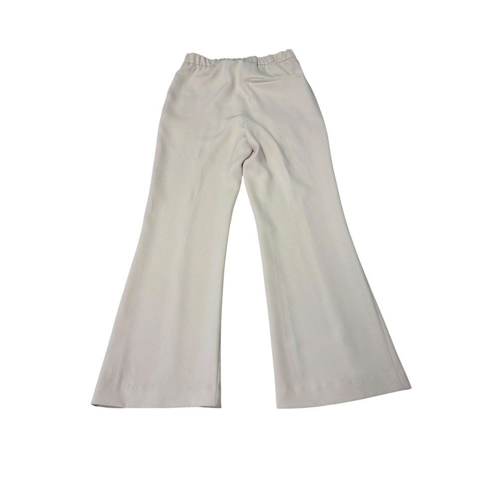 Theory Beige Wide Leg Pintuck Trousers Elastic Waist Side Zip Size 000 W24 L25 - Picture 5 of 11